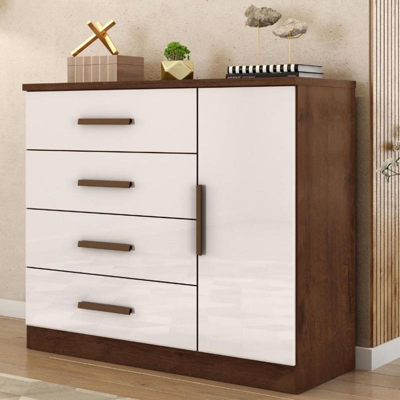 Cômoda 4 Gavetas 1 Porta Gênova Plus Zanzini - Cômoda - Magazine Luiza